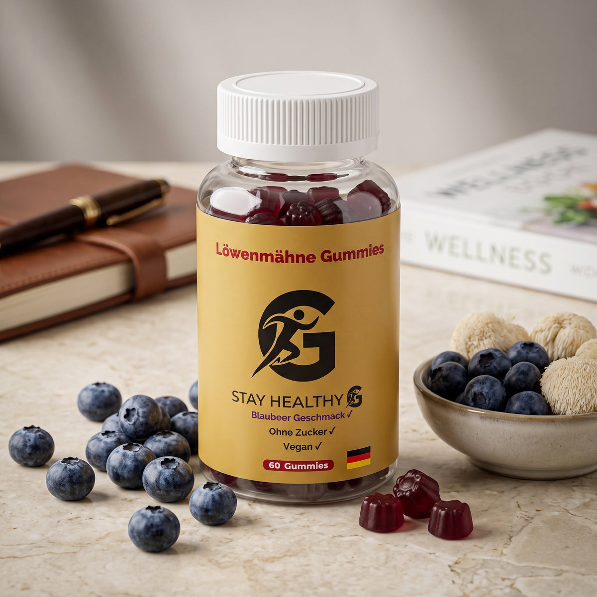 Löwenmähne + Vitamin B6 Gummies - 60 Stk.